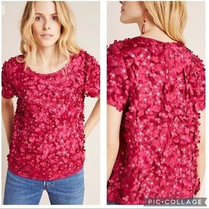 NWOT Anthropologie Rosemarie Textured Floral Top